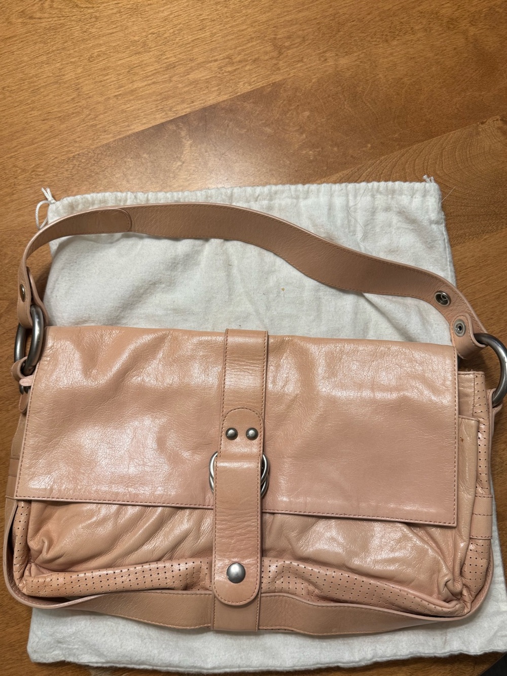 Theory Soft Leather Shoulder Bag in Blush Nude